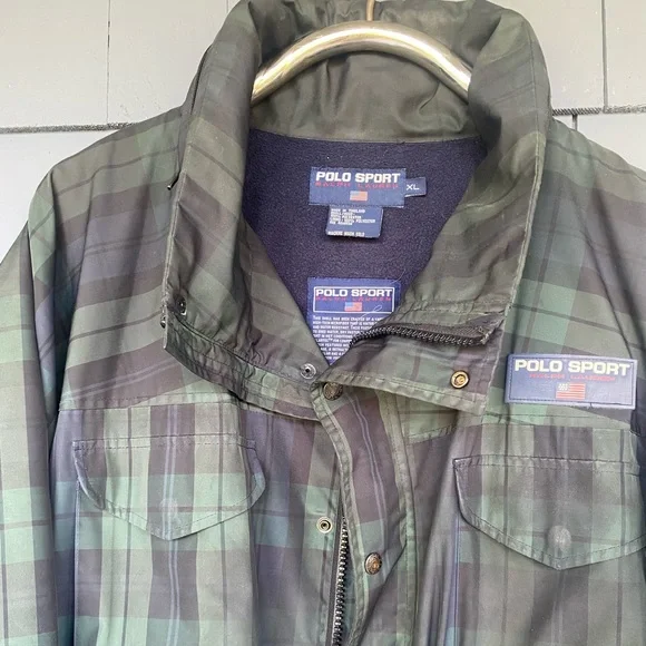 Vintage Polo Ralph Lauren Sport Blackwatch Plaid Lined Badge Field Jacket XL - Picture 7 of 7